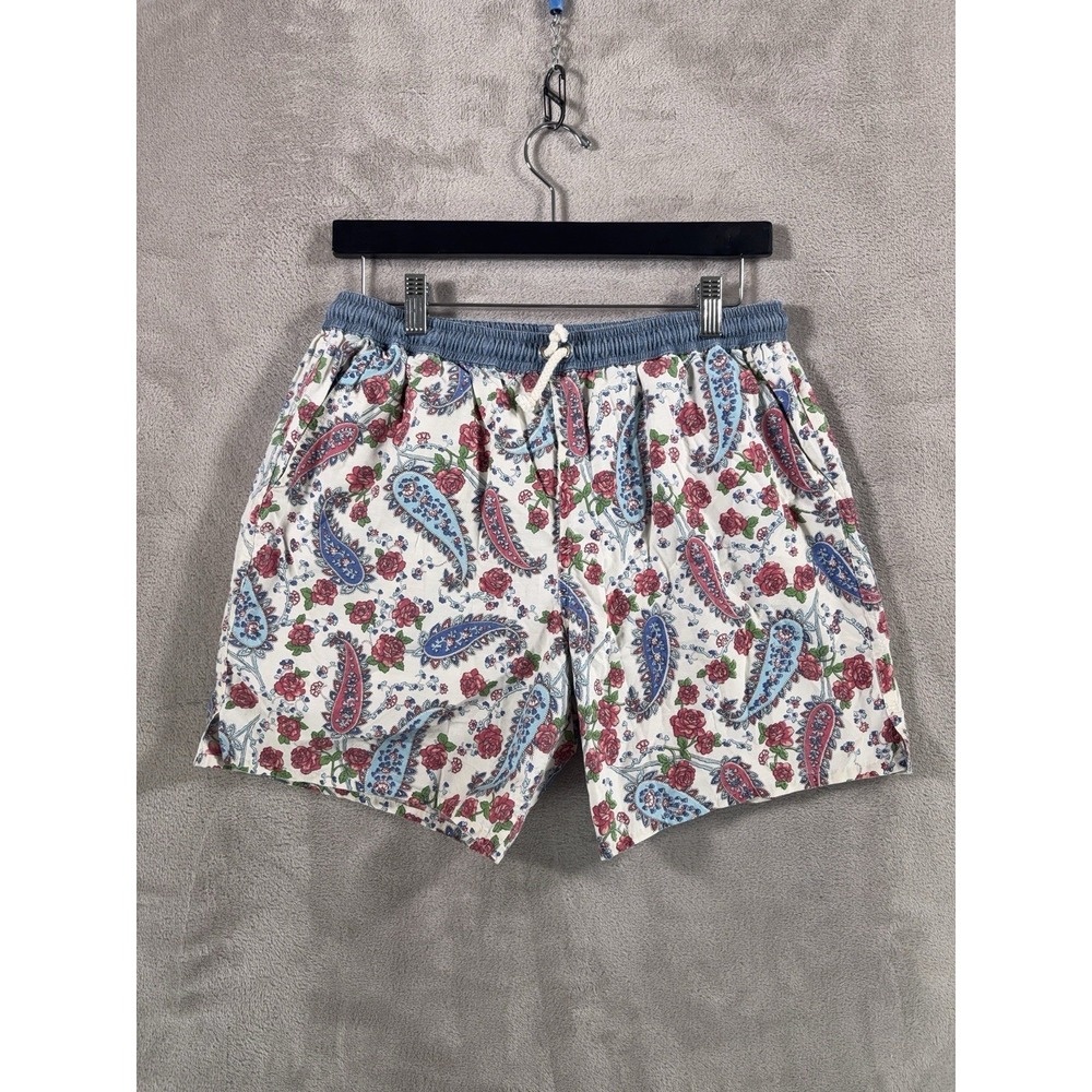 Kenzo House Swim Shorts Mens Medium White Paisley Floral Drawstring Resort